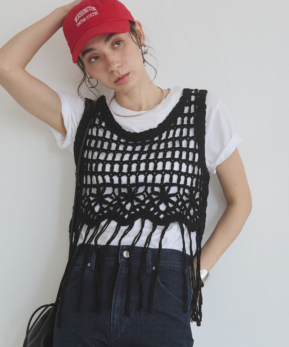 クロシェフリンジベスト
