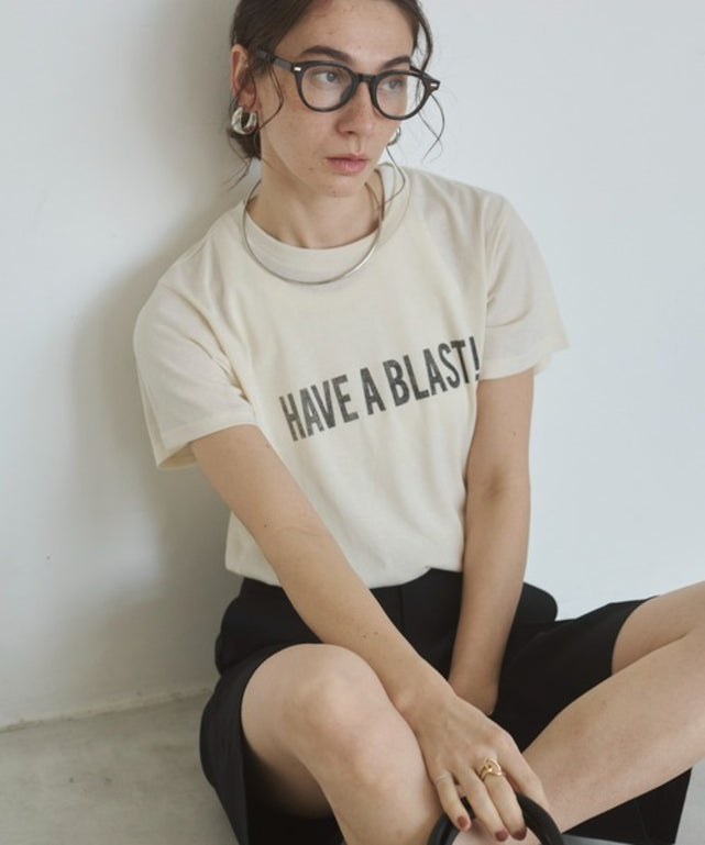 スラブ天竺ロゴプリントTシャツ/オフホワイト