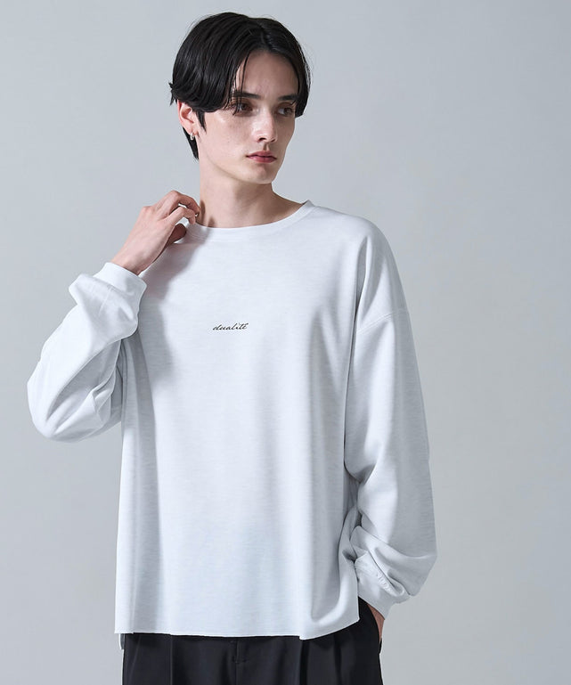 リバーシブルワンポイントT（LS）/オフホワイト　モデル：180㎝　L着用