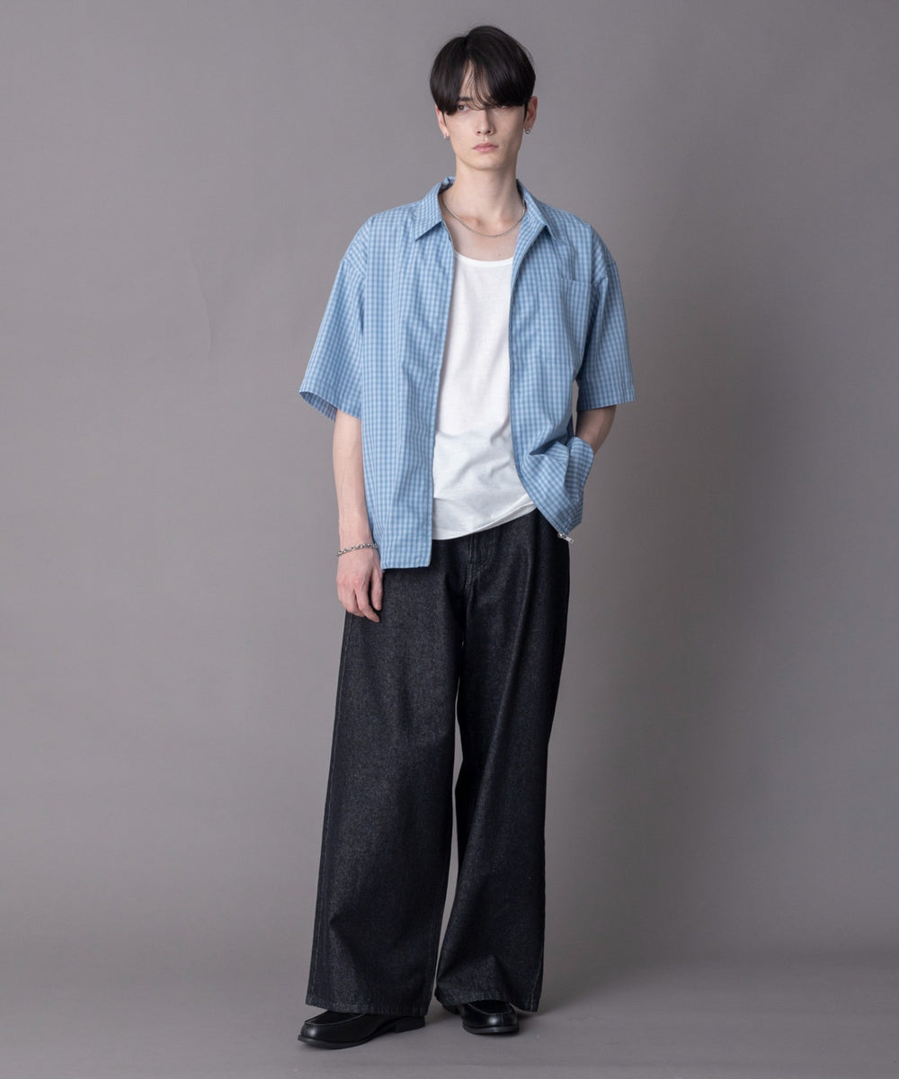 ブルーチェック1 モデル：180cm L着用