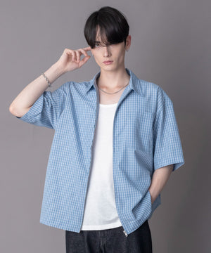 ブルーチェック1 モデル：180cm L着用
