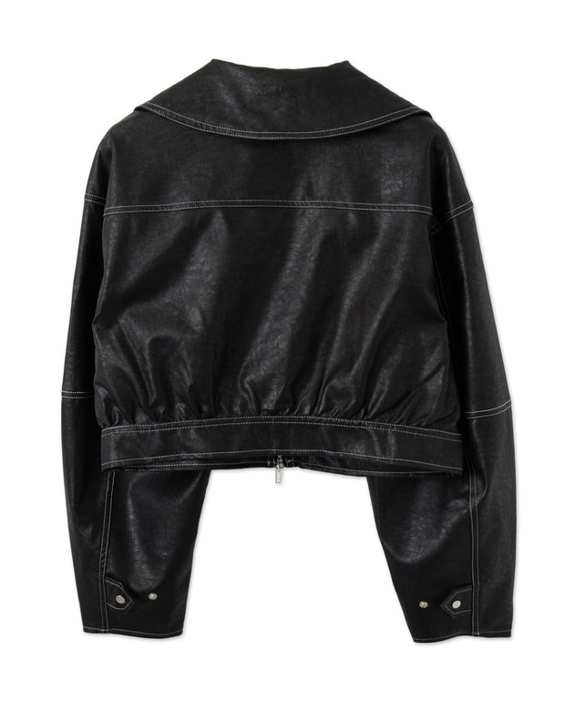 配色ステッチWZIPショートブルゾン