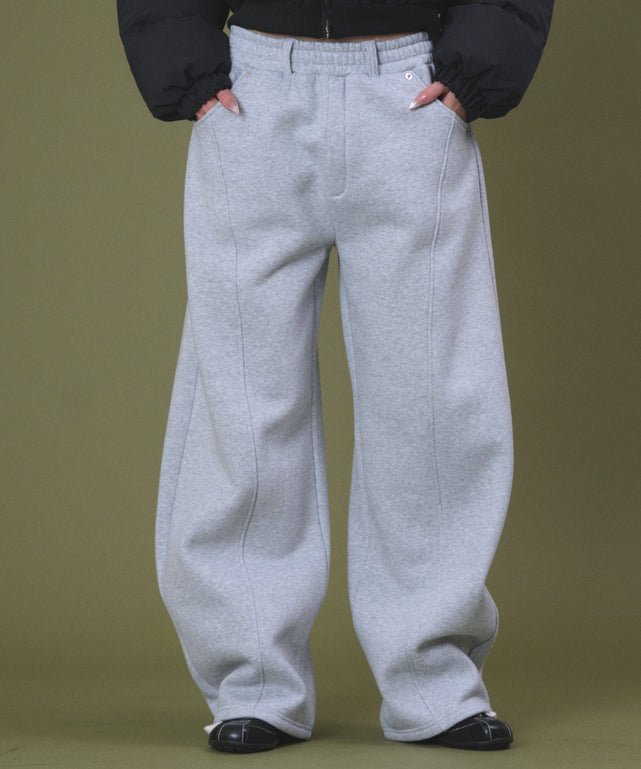 裏起毛バレルスウェットパンツ/杢グレー モデル：163cm F着用