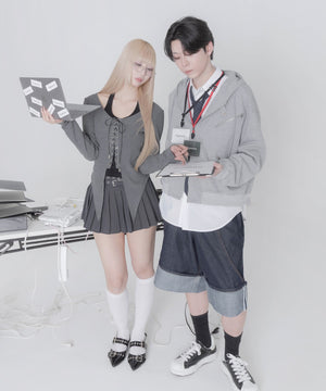 ロールアップデニムハーフパンツ