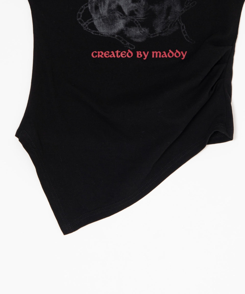 アシメオフショルバンTシャツ