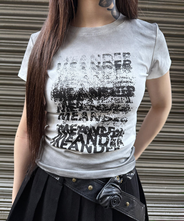 MEANDERフェードTシャツ/ホワイト モデル:159cm F着用
