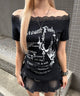 オフショルレースロゴTシャツ/ブラック モデル:160cm F着用