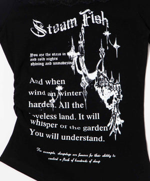 オフショルレースロゴTシャツ