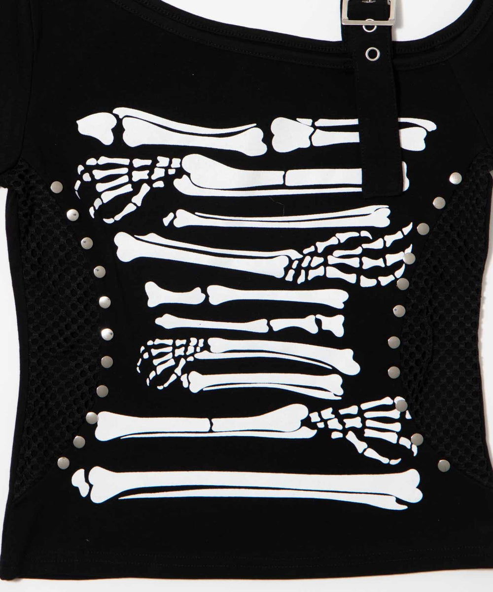 オフショルスカルTシャツ