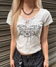 ゴシックアイコンレースアップTシャツ/ホワイト モデル:160cm F着用