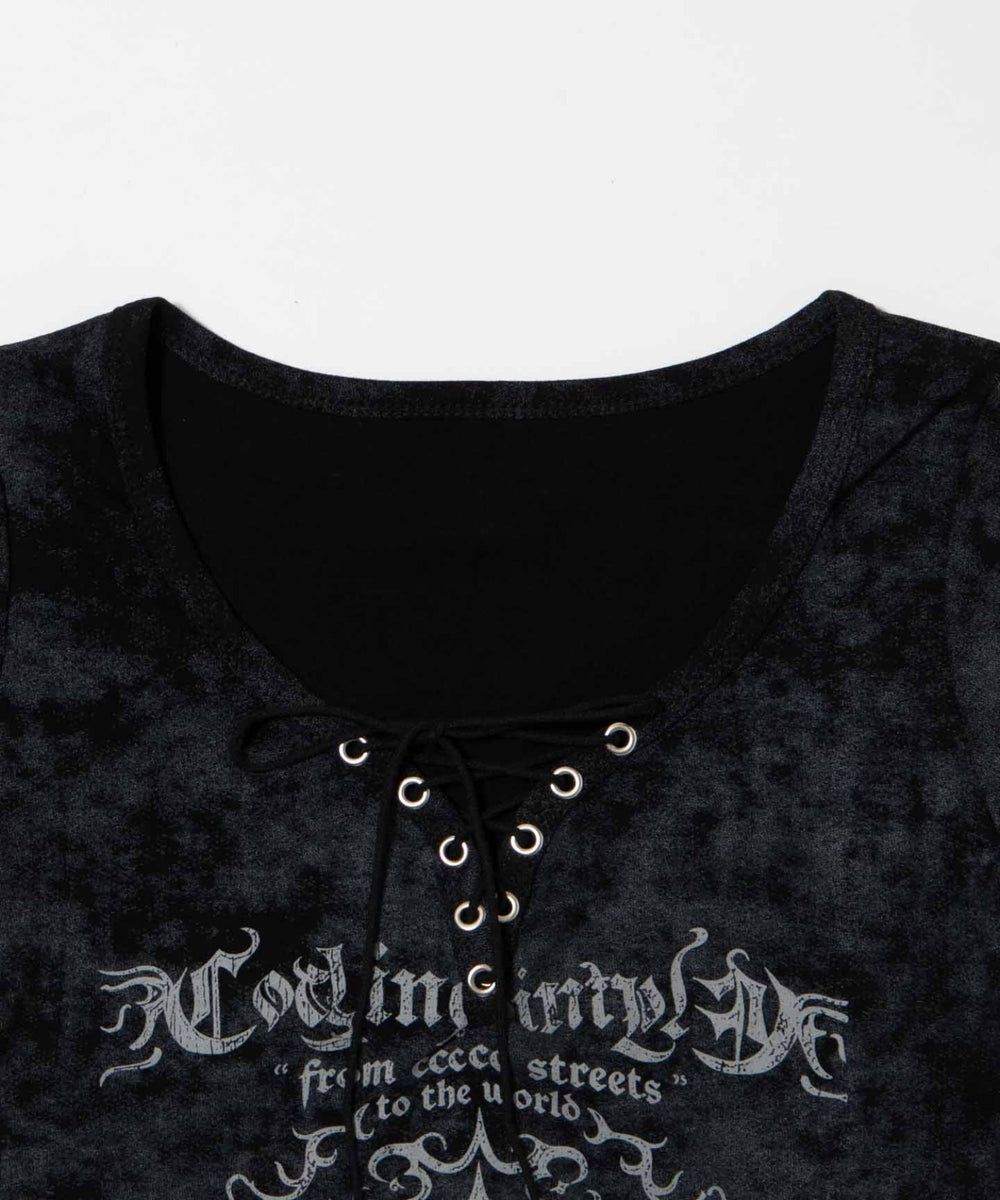 ゴシックアイコンレースアップTシャツ