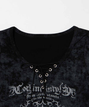 ゴシックアイコンレースアップTシャツ