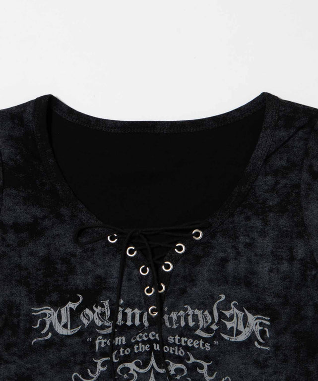 ゴシックアイコンレースアップTシャツ