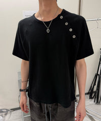 メタルボタンイレギュラーヘンリーTシャツ