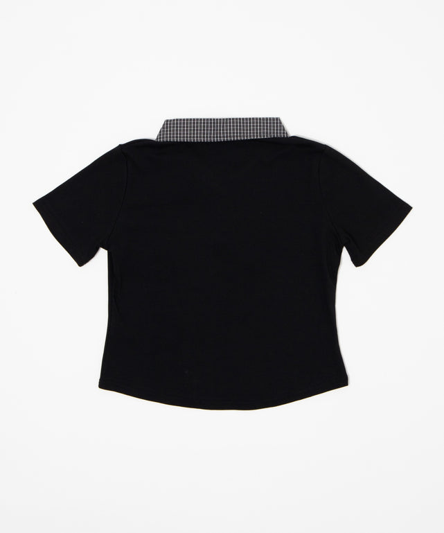 チェックキリカエリボンタイTシャツ