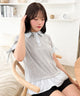 ヘムフリルシャツドッキングTシャツ/グレー モデル：155cm F着用