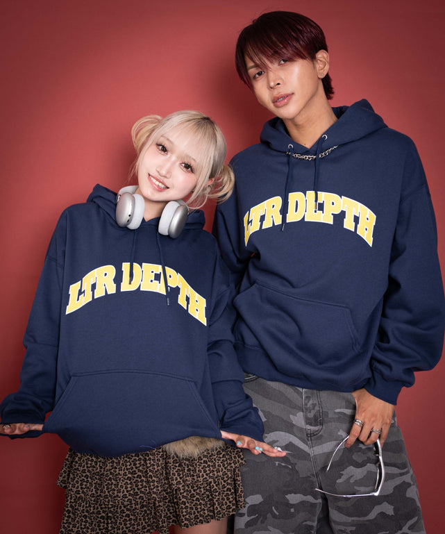 裏起毛カレッジプルパーカー/ネイビー