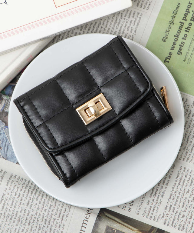 パイピングキルティングウォレット/ブラック