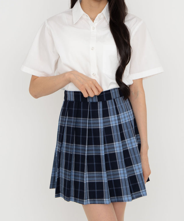 【スクール】スクールシャツS／S/ホワイト　モデル155cm:M着用