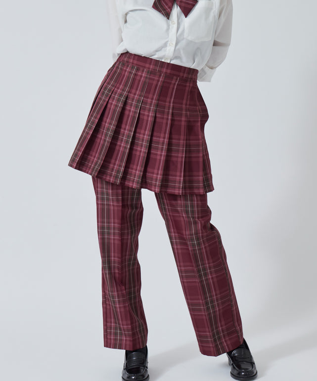 レッドチェック１ モデル:160cm M着用