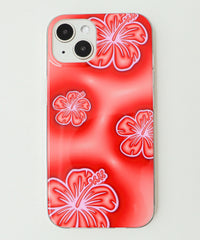 ハイビスカスiphoneケース（レッド）