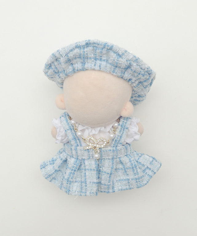 ぬいツイードワンピ10cm/サックス