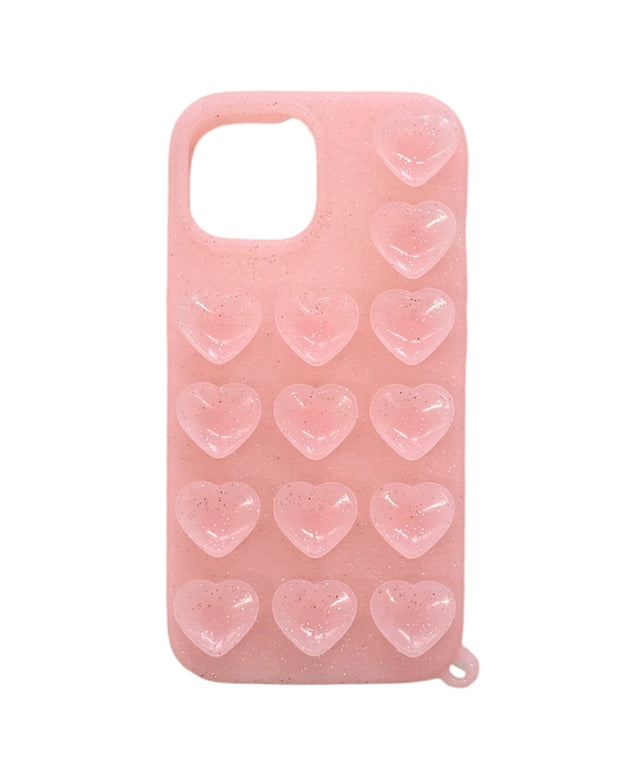 ラメハート吸盤iphoneケース（Lピンク）/柄1:iphone15