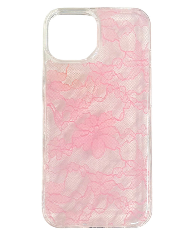 レースiphoneケース(ピンク)/柄1:iphone15