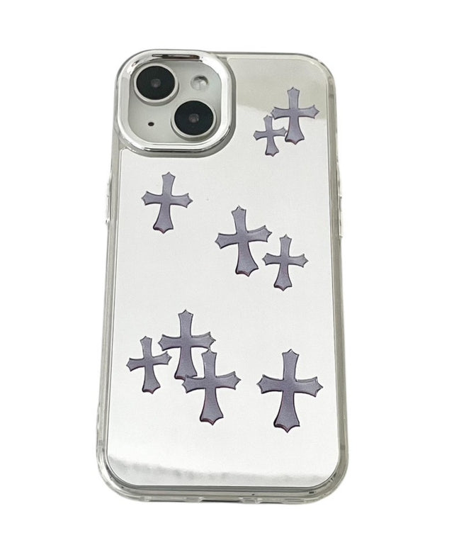 ミラークロスiphoneケース（ホワイト）/柄１(iPhone13/14)