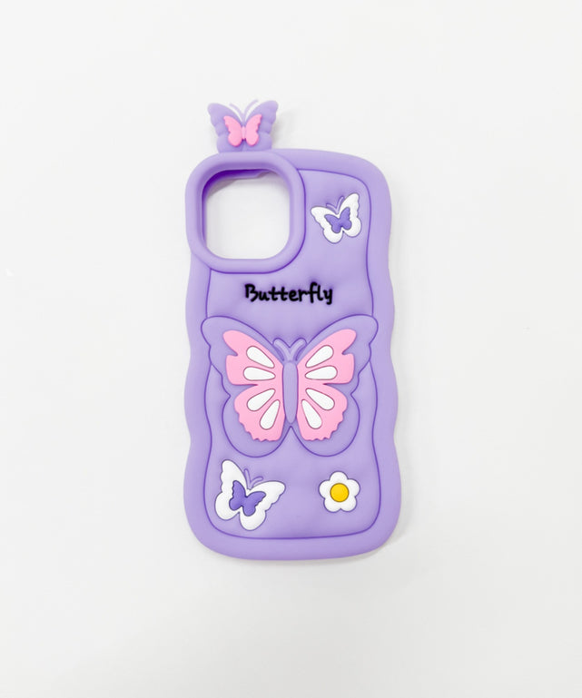 バタフライiphoneケース（パープル）/柄1:iphone15