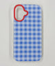 チェックiphoneケース（サックス）/柄2(iPhone16)
