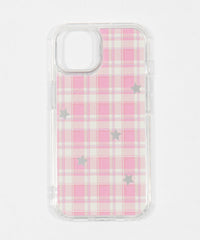 チェックミラーiphoneケース（ピンク）