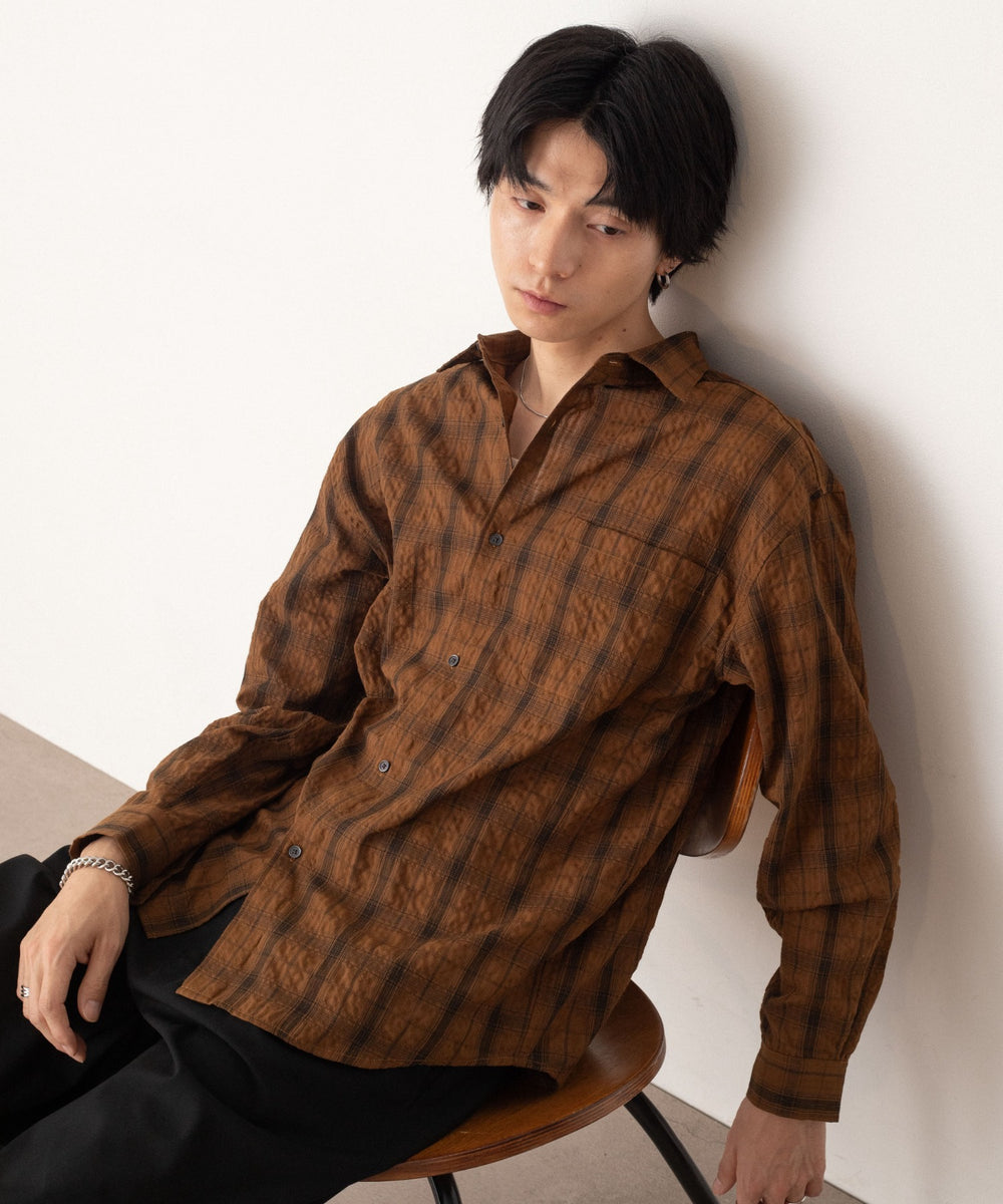 ブラウンチェック1 モデル：180cm L着用