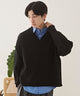スキッパーニットポロ/ブラック モデル：180cm L着用