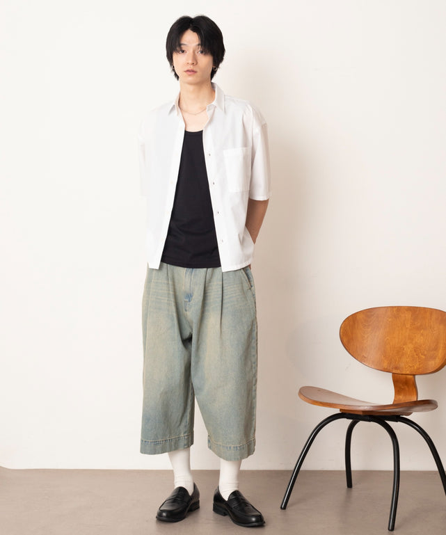 デニム淡加工 モデル：180cm L着用