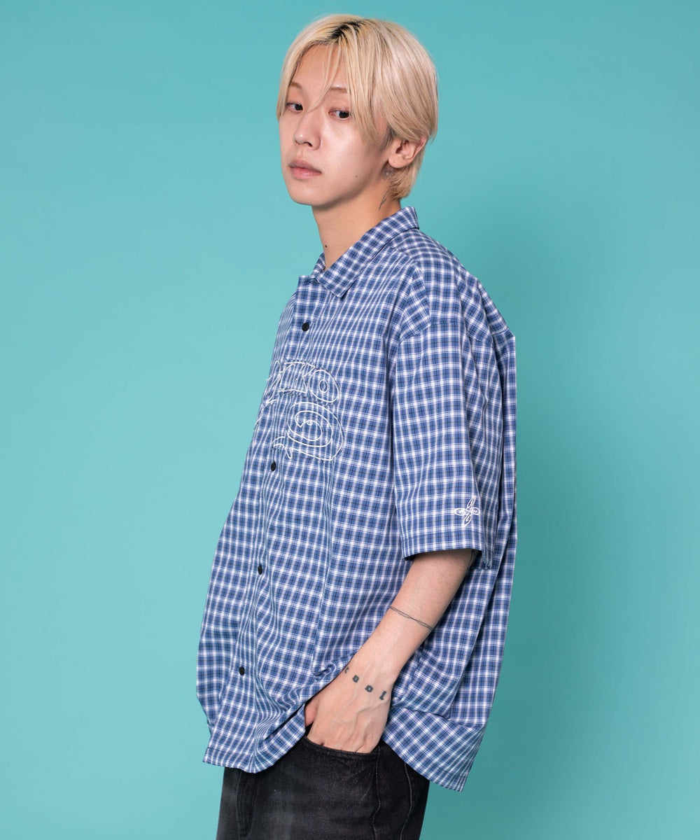 ブルーチェック1 モデル:175cm　L着用