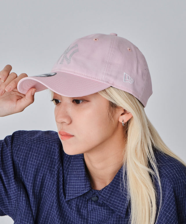 【WEGO限定デザイン】別注NEWERA　9FORTY　linestone/NY　ピンク（柄1）