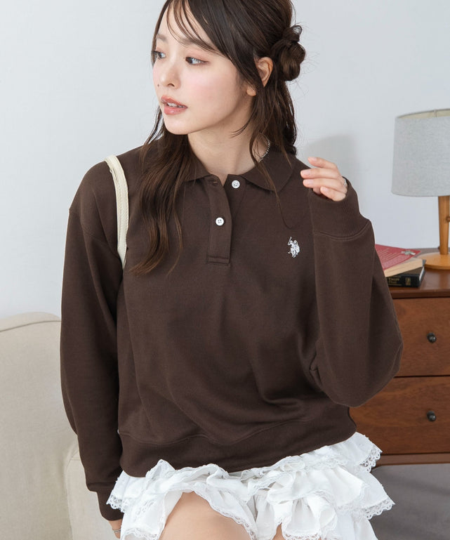 別注U.S.POLO ASSN.ポロスウェット/ブラウン　モデル：165cm F着用