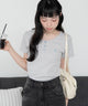 別注USPOLOヘンリーネックT/Lグレー　モデル：164cm F着用