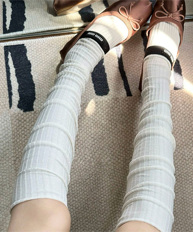 クシュクシュリブハイソックス(23-25cm)/ホワイト