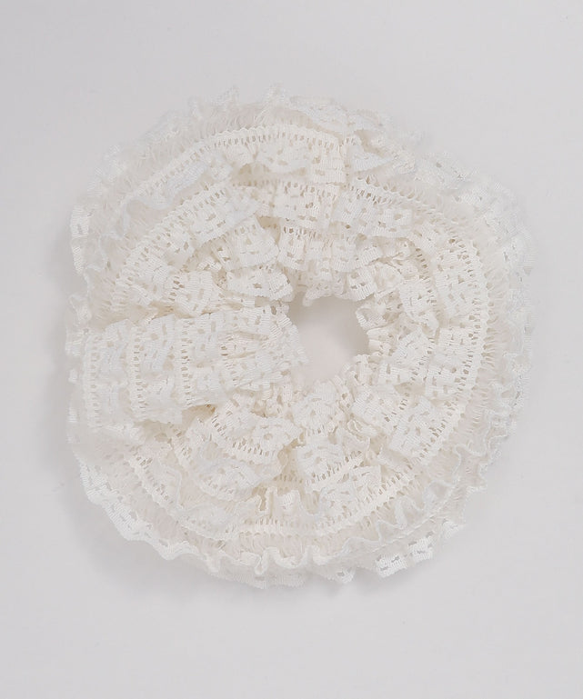 Lレースフリルシュシュ/ホワイトアイボリー