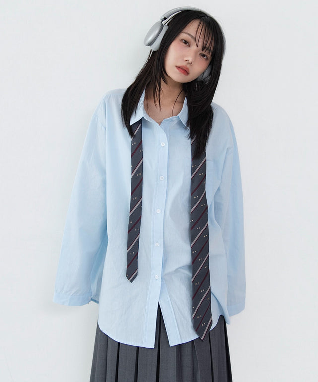 オーバーサイズシャツ/ブルー　モデル：159cm F着用