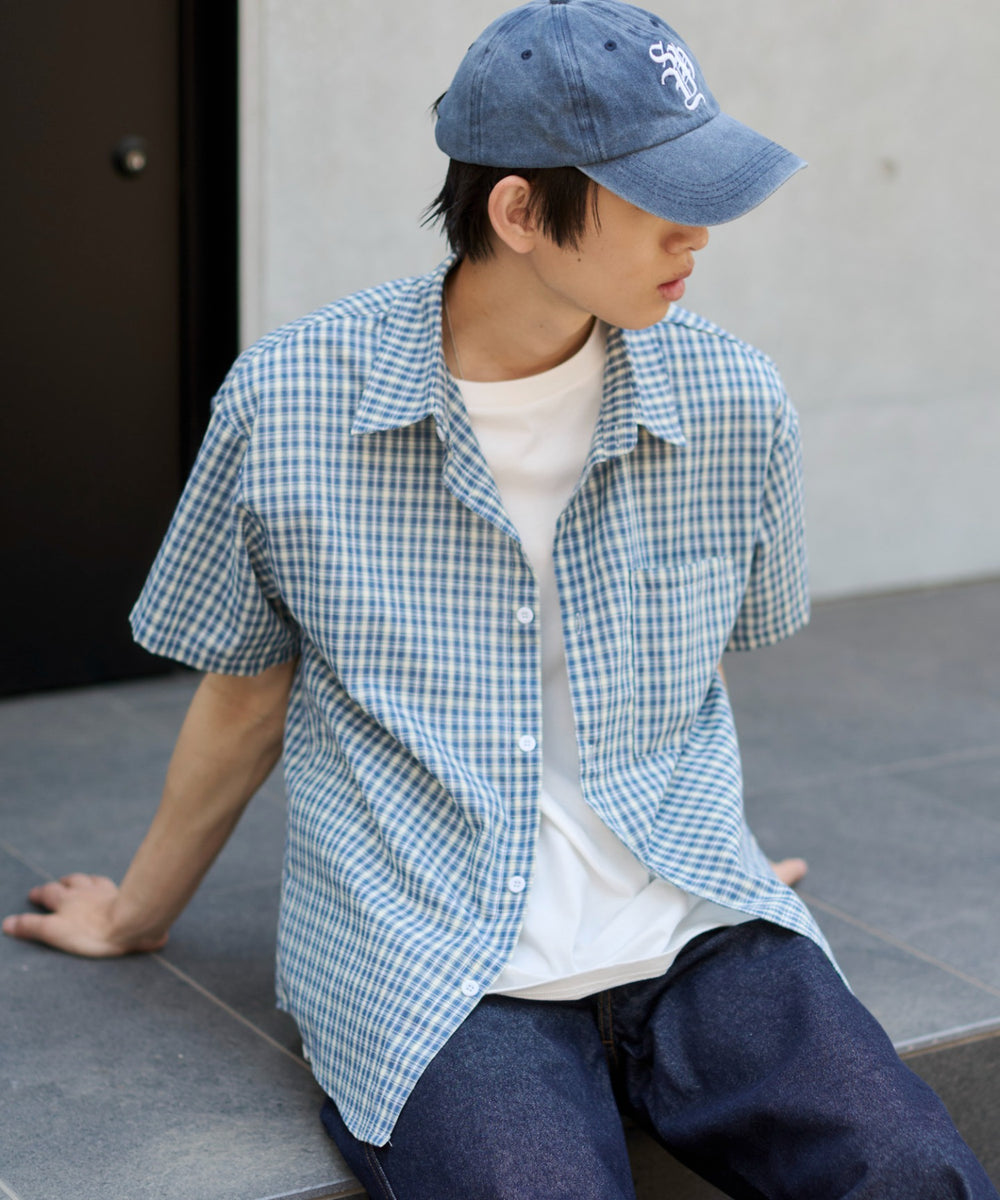 ブルーチェック1 モデル：181cm L着用