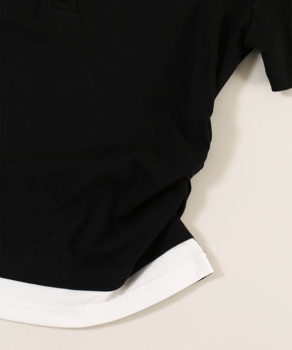 レースネックレイヤードTシャツ