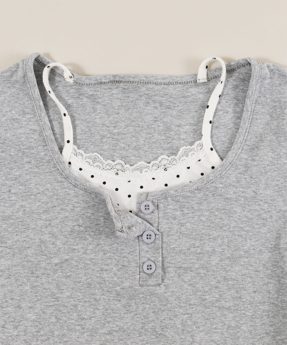 ドットキャミレイヤードTシャツ