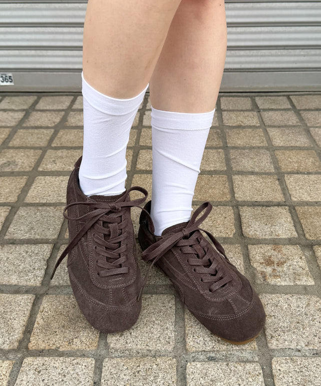 ステッチデザインフラットシューズ/ブラウン
