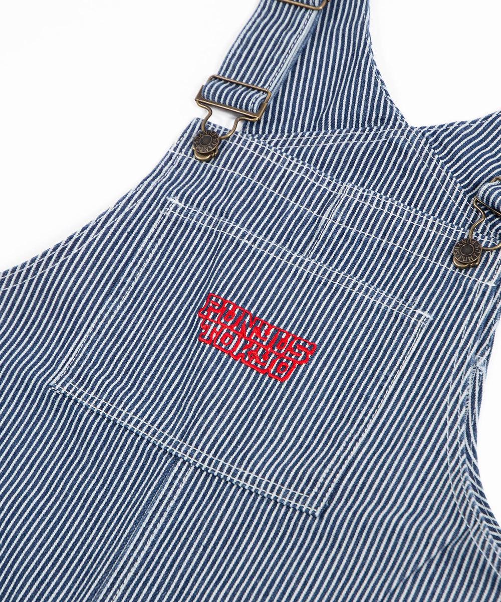 ロゴ刺繍デニムオーバーオール