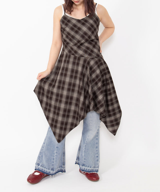 チェック柄イレヘムキャミワンピース/身長:160cm サイズ1