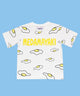 キッズサイズフード総柄Tシャツ/ホワイト(目玉焼き)
