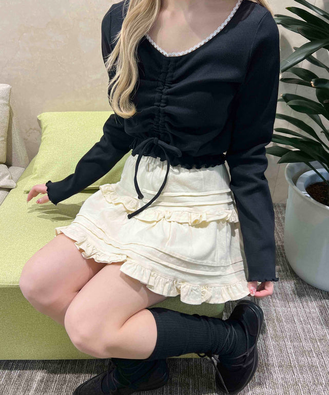 レースパイピングドロストトップス